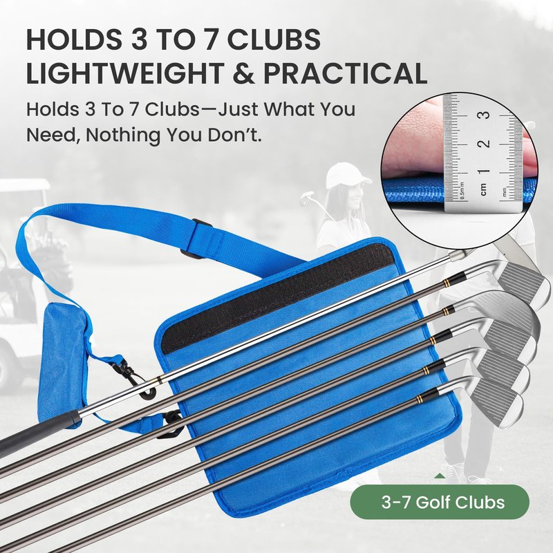 3-7 Club Golf Bag Small Carry Prevent Flip Out with Ball Pouch, Mini Lightweight for Driving Range Carrier Course Training Case, Durable & Portable for Men Women Ladies Kids (Blue)