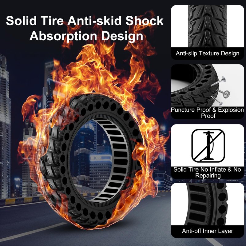 BANGTING 2PCS 60/70-6.5 Scooter Tire, 10x2.5 inch Tire Solid for Segway Ninebot Max G2 / G30 / G30D / G30E / G30E / G30LP / G30D II / G30 Max, 10x2.5-6.5 Tires Replacement for Electric Scooter (Black)