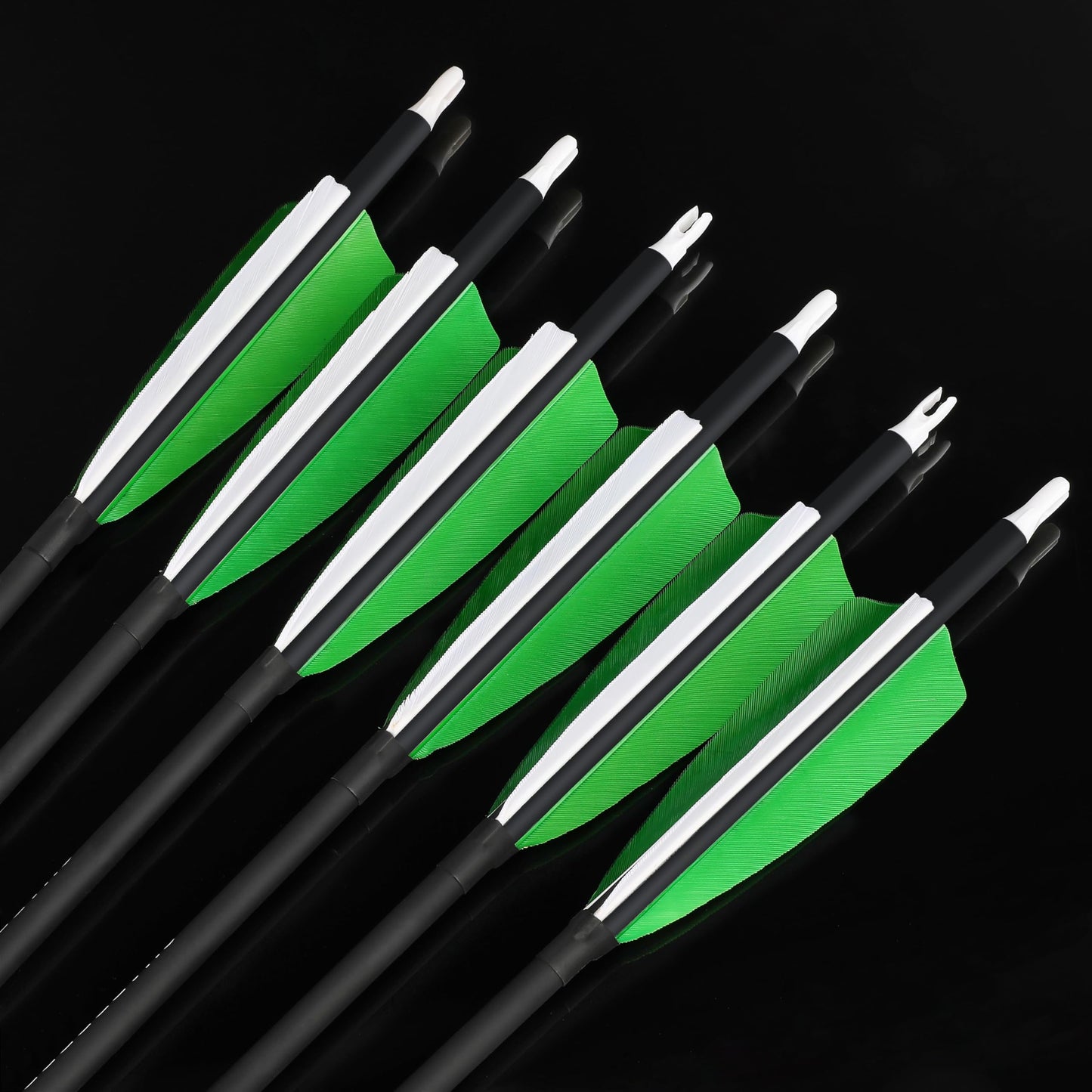 ZSHJGJR 30 Inch Archery Carbon Arrows Hunting Arrows with 4” Turkey Feather Target Practice Arrows Spine 500 for Compound & Recurve &Traditional Bow 6/12pcs (6 x Dark Green Arrows)