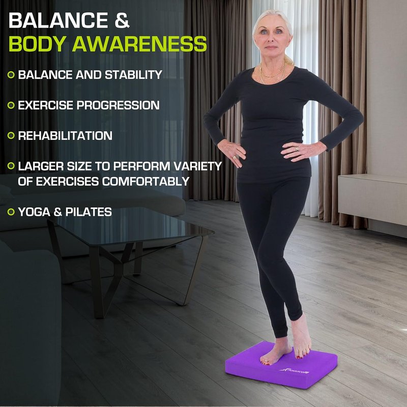 ProsourceFit Exercise Balance Pad - Non-Slip Cushioned Foam Mat for Fitness & Stability Training | Yoga & Therapy