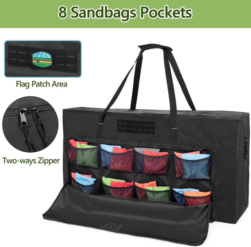 Regulation Size Cornhole Carrying Case - Durable Bag with Padded Shoulder Strap & Front Sandbag Pockets | Fits Standard Boards