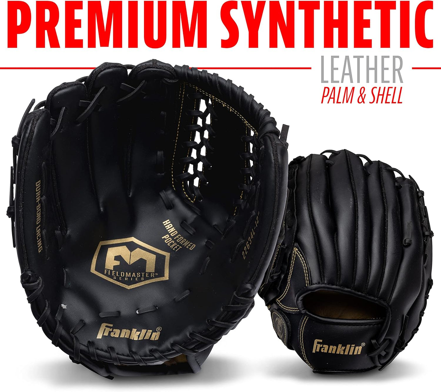 Franklin Sports Field Master Baseball & Softball Glove - Adult & Youth Mitts | Right Hand Throw, Versatile Fit