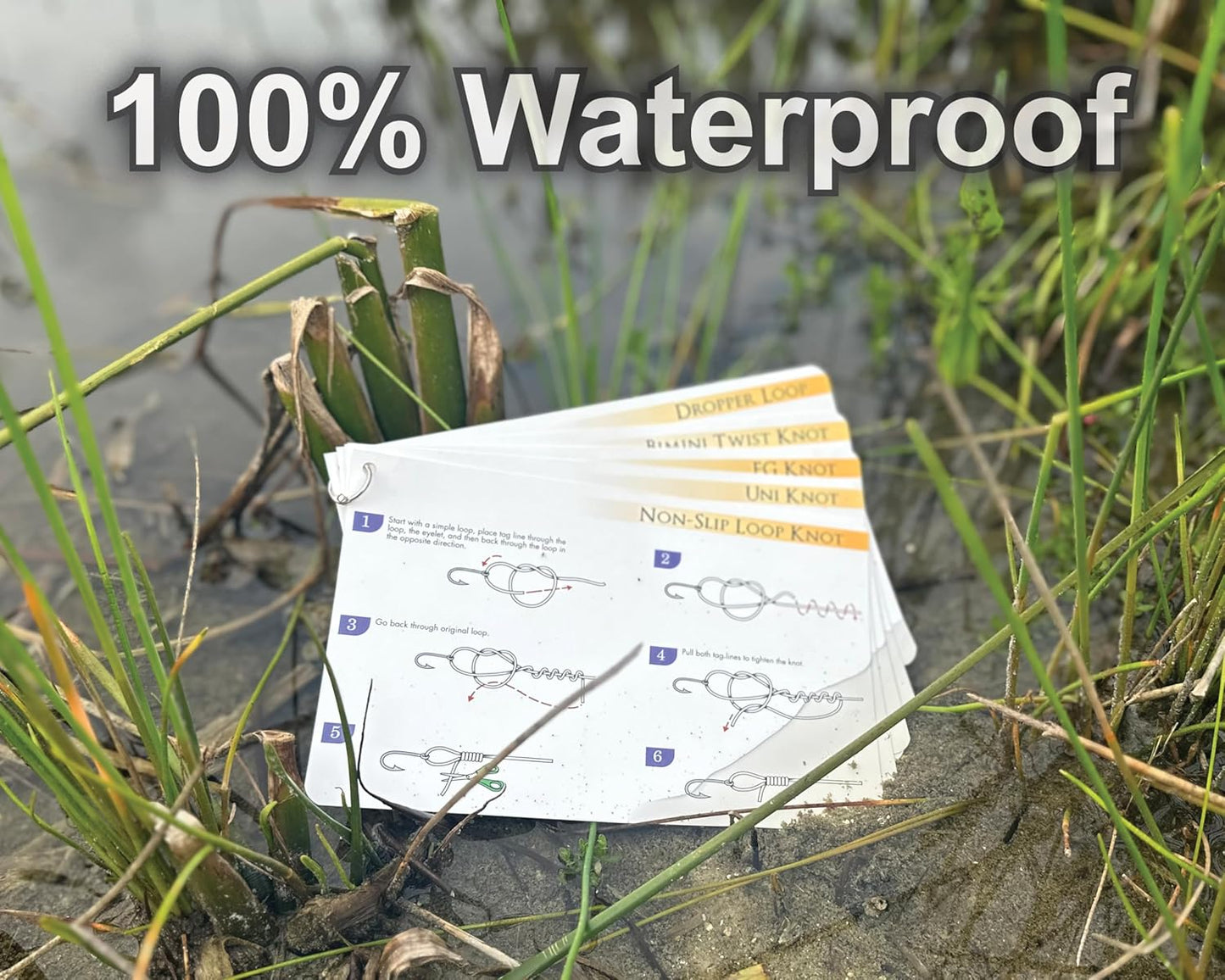 Fishing Knot Tying Guide - Waterproof Knot Cards with Step-by-Step Photos | Easy to Use