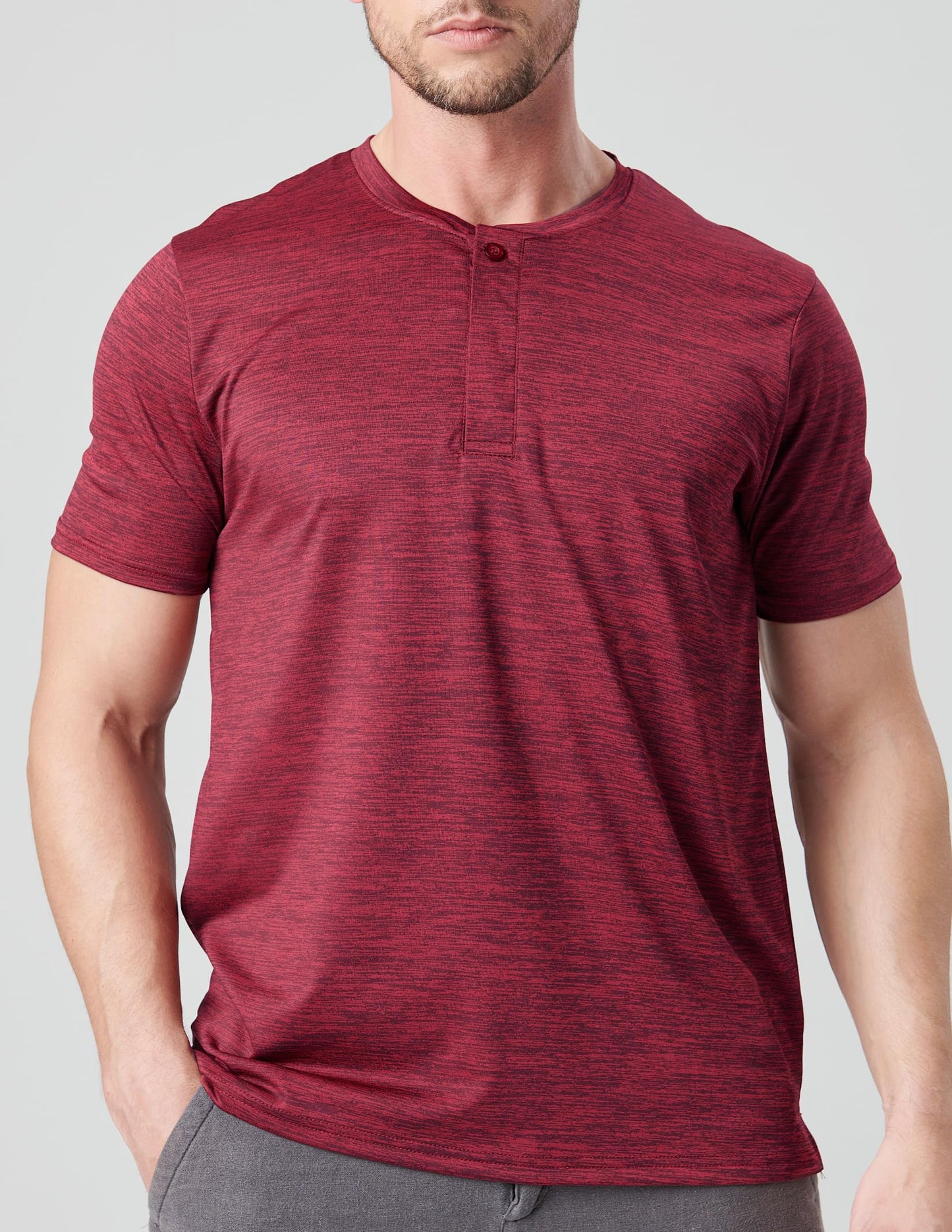3 Pack: Mens Polo Shirts, Business Casual Golf Henley Work Shirts for Men, Collarless Short Sleeve Stylish Athletic Tshirts (Set 2, Medium)