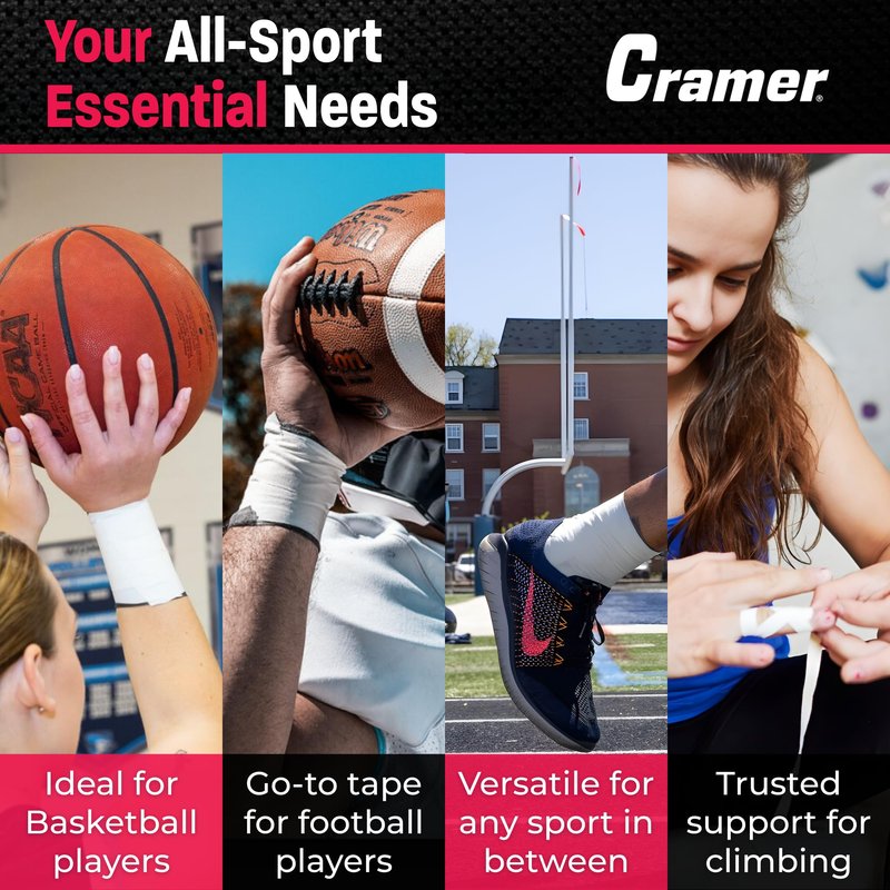 Cramer 950 Premium White Porous Athletic Tape, 1.5” x 15 Yards, Strong Adhesive Sports Tape, Easy Tear, Breathable Cotton, Latex-Free, Bulk Case of 32 Rolls for Ankle, Wrist & Injury Taping