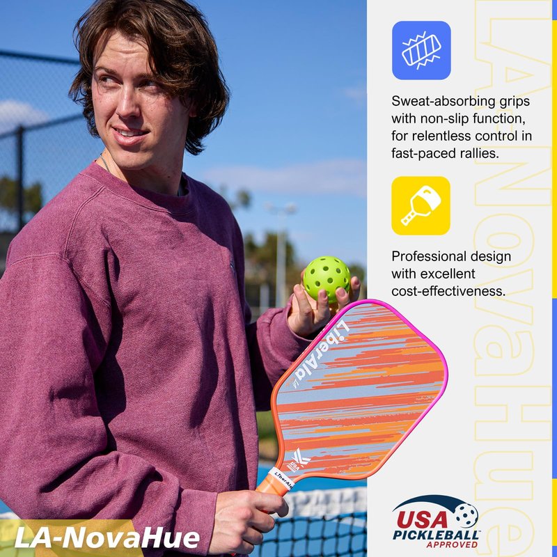 LiberAla Pickleball Paddles, USAPA Approved Carbon Fiber Pickle Ball Paddle, PP Honeycomb Core, Lightweight & Comfort Grip for Beginners, Pros, Men, Women, Adults, Kids