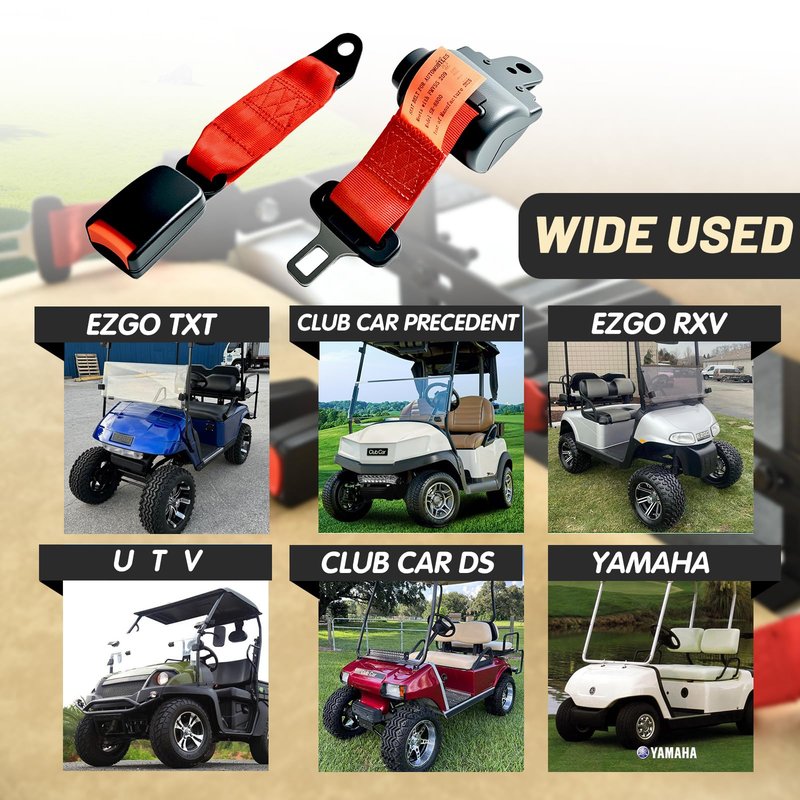 Orle Oko Retractable Golf Cart Seat Belts, Compatible with EZGO, Yamaha, Club Car DS Precedent Most Golf Cart(4 Set), for Golf Cart Frond and Rear Seats, Red