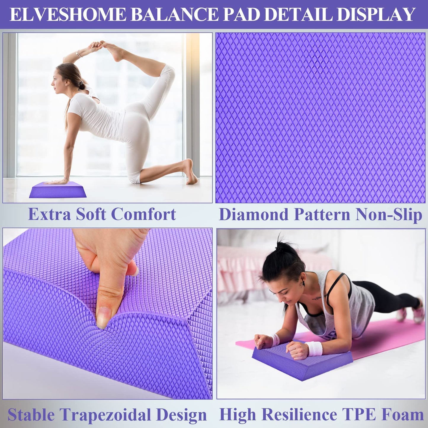 Balance Board Mat Small Thick Yoga Mat for Women, Exercise Balance Pad, Knee Pads Non-Slip Foam Mat, Women Yoga Mats for Stability Workout, Balance Pad Trainer for Physical Therapy Knee Ankle Training