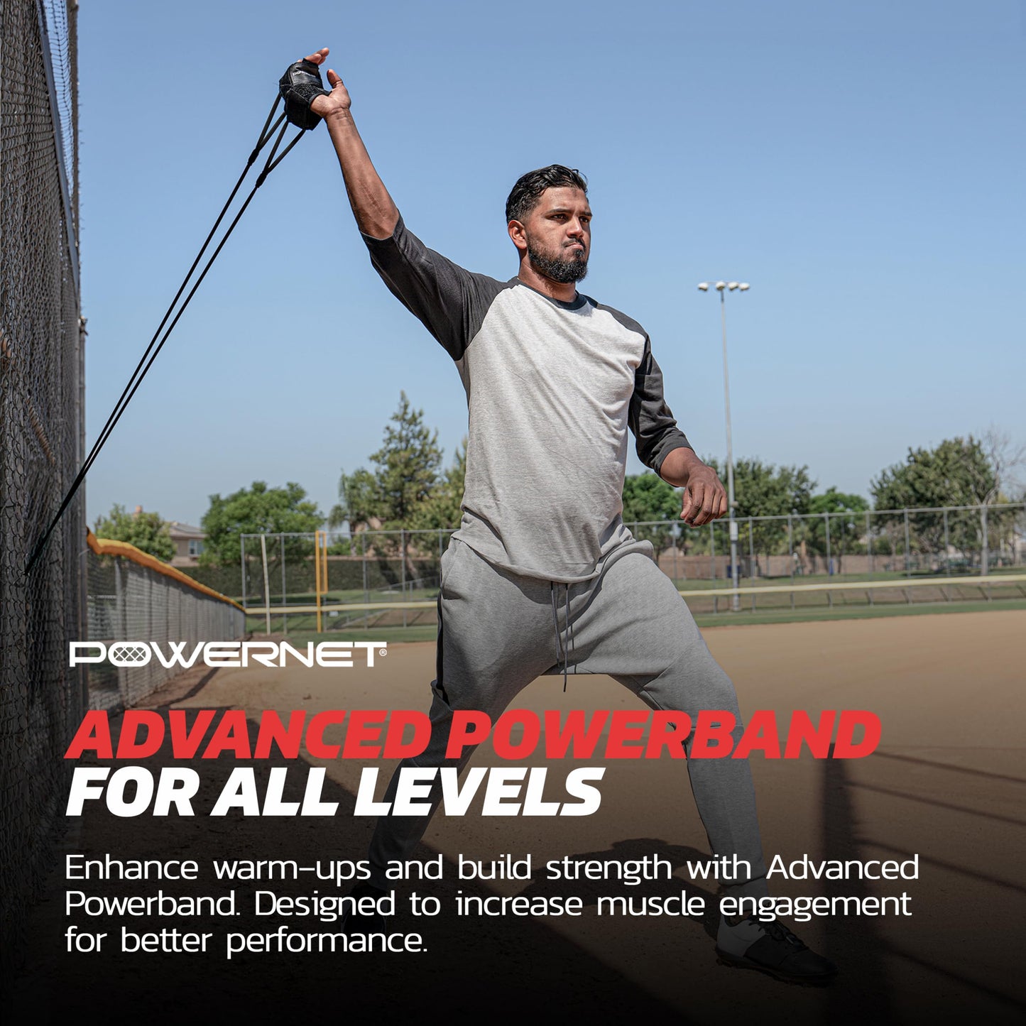 PowerNet Resistance Bands, Baseball Softball Strength and Conditioning PowerBands, Portable Pitching Warm Up Exercise Bands, Rehab Throwing Injuries, Attach to Any Fence or Pole (Black|Advanced)