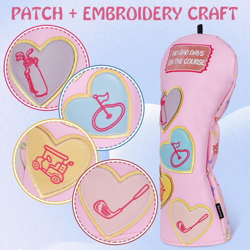 mytag Pink Driver Headcover, No Bad Days On The Course Golf Driver Head Cover for Women Girls