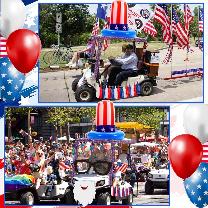 Suncalla 4th of July Golf Cart Decoration Kit Patriotic Parade Golf Cart Decor Including Hat Glasses Beard Flags Garlands Pennant Banner for LOVE USA Independence Day Memorial Day 250th anniversary