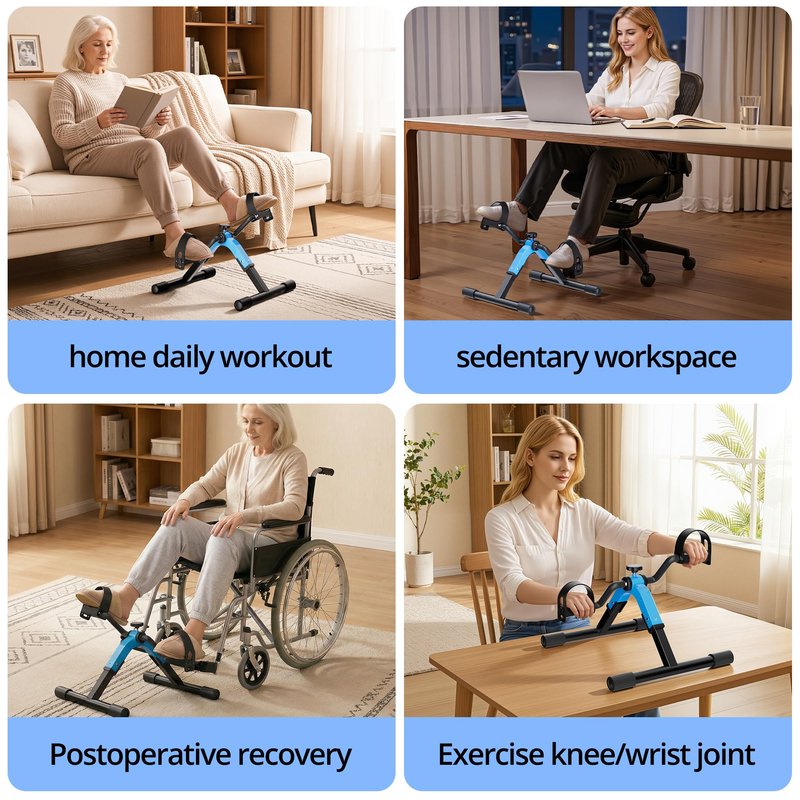 RYGEO Folding Pedal Exerciser Mini Exercise Bike Under Desk Bike for Arms and Legs Workout, Portable Desk Bike Peddler Machine for Sedentary Officer & Seniors