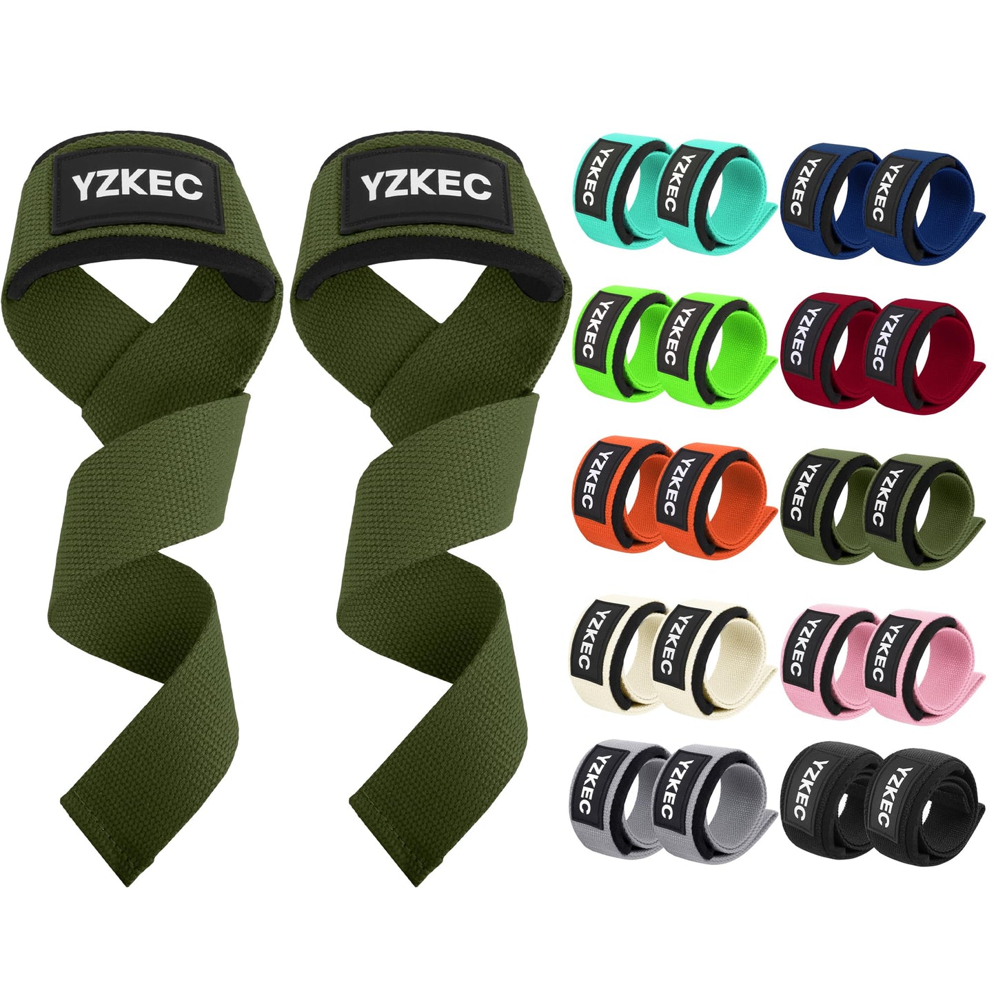 YZKEC 24" Cotton Weight Lifting Wrist Straps with Neoprene Cushioned Padded for Wrist Support and Protection，Weightlifting，Strength Training，Bodybuilding，Powerlifting，Dumbbell Workout，Men and Women