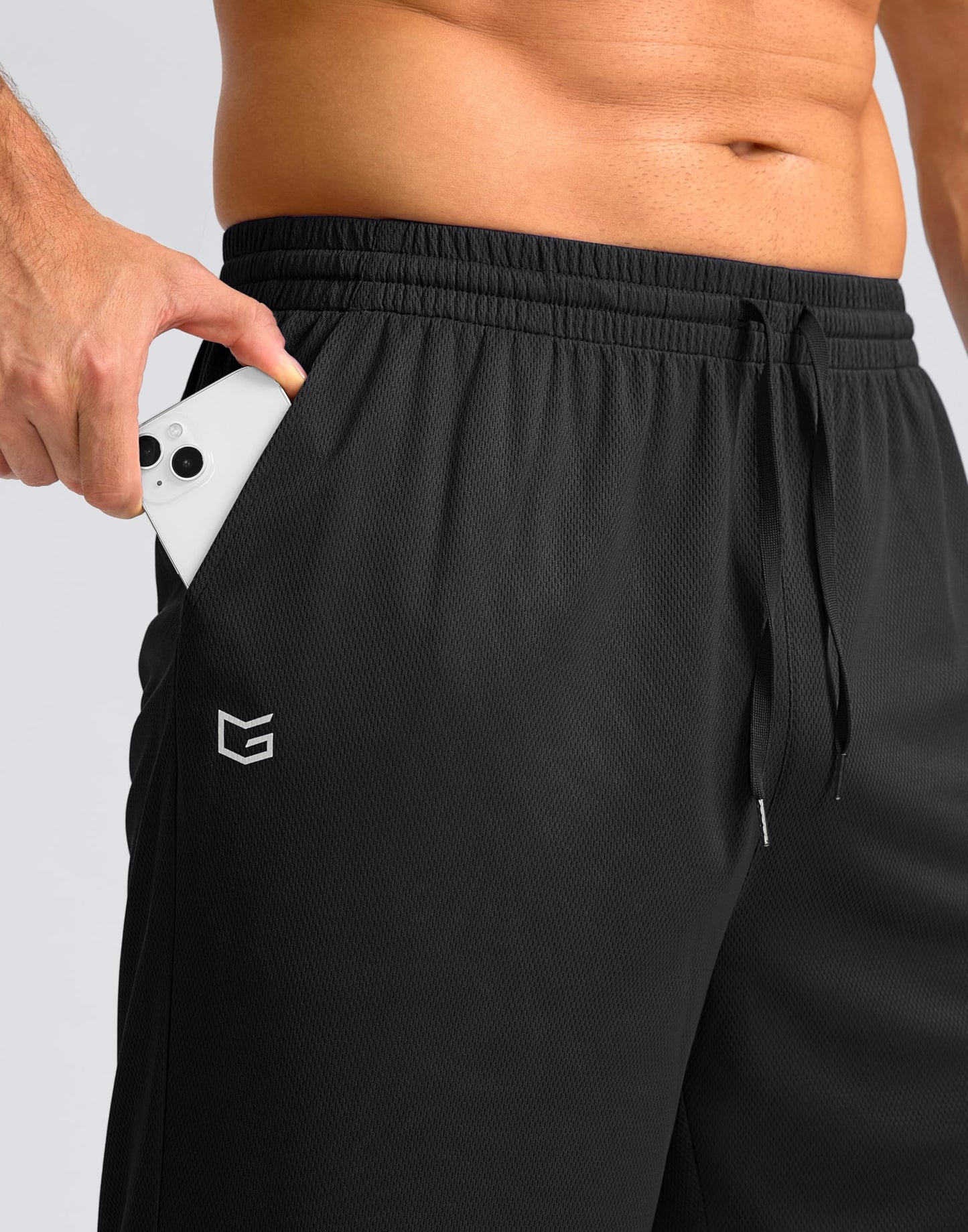 G Gradual Men's Athletic Shorts with Pockets 9" / 11" Long Basketball Shorts Lightweight Quick Dry Gym Workout Shorts for Men(Light Blue,4XL)
