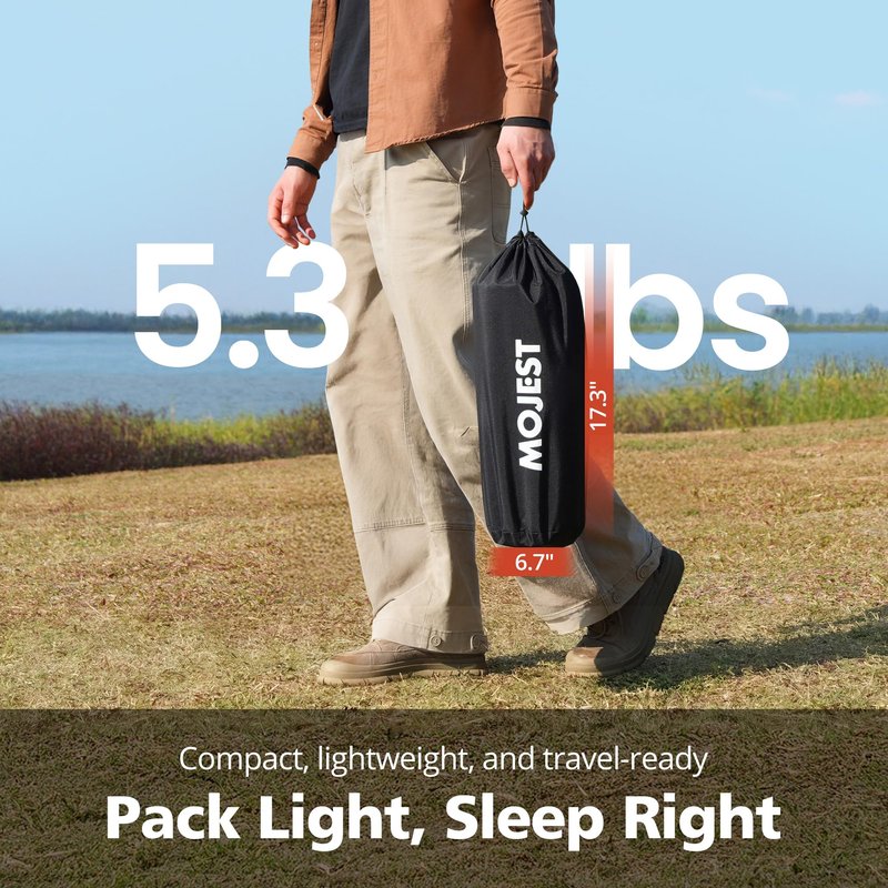 Mojest Ultralight Camping Cot for Adults - Portable Folding Camping Bed, Supports 350 lbs - Lightweight for Travel, Camping, Hiking, Backpacking, Mountaineering, Black
