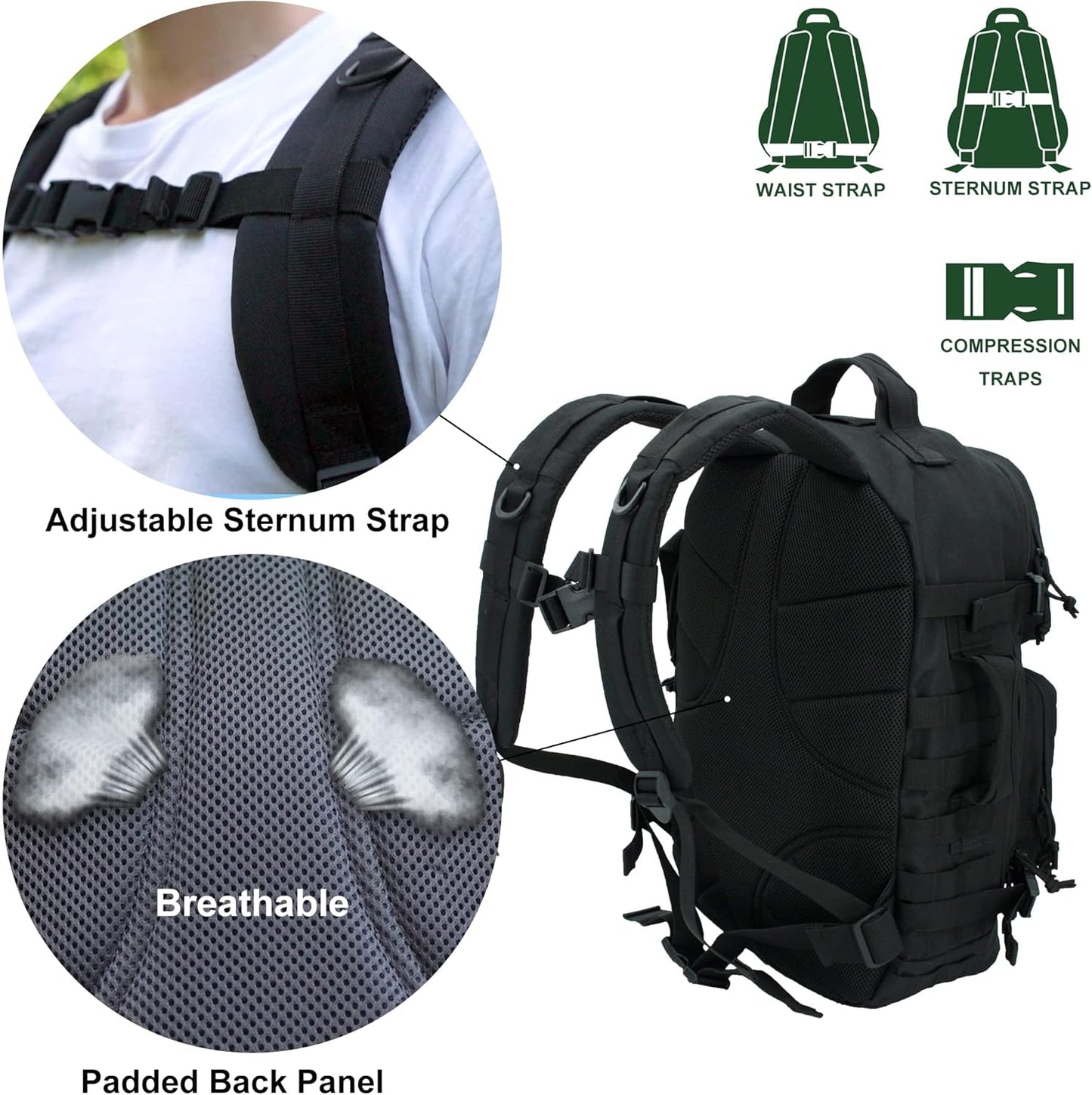 3-Day Tactical Backpack - Durable 600D Oxford Fabric | Classic Military Style