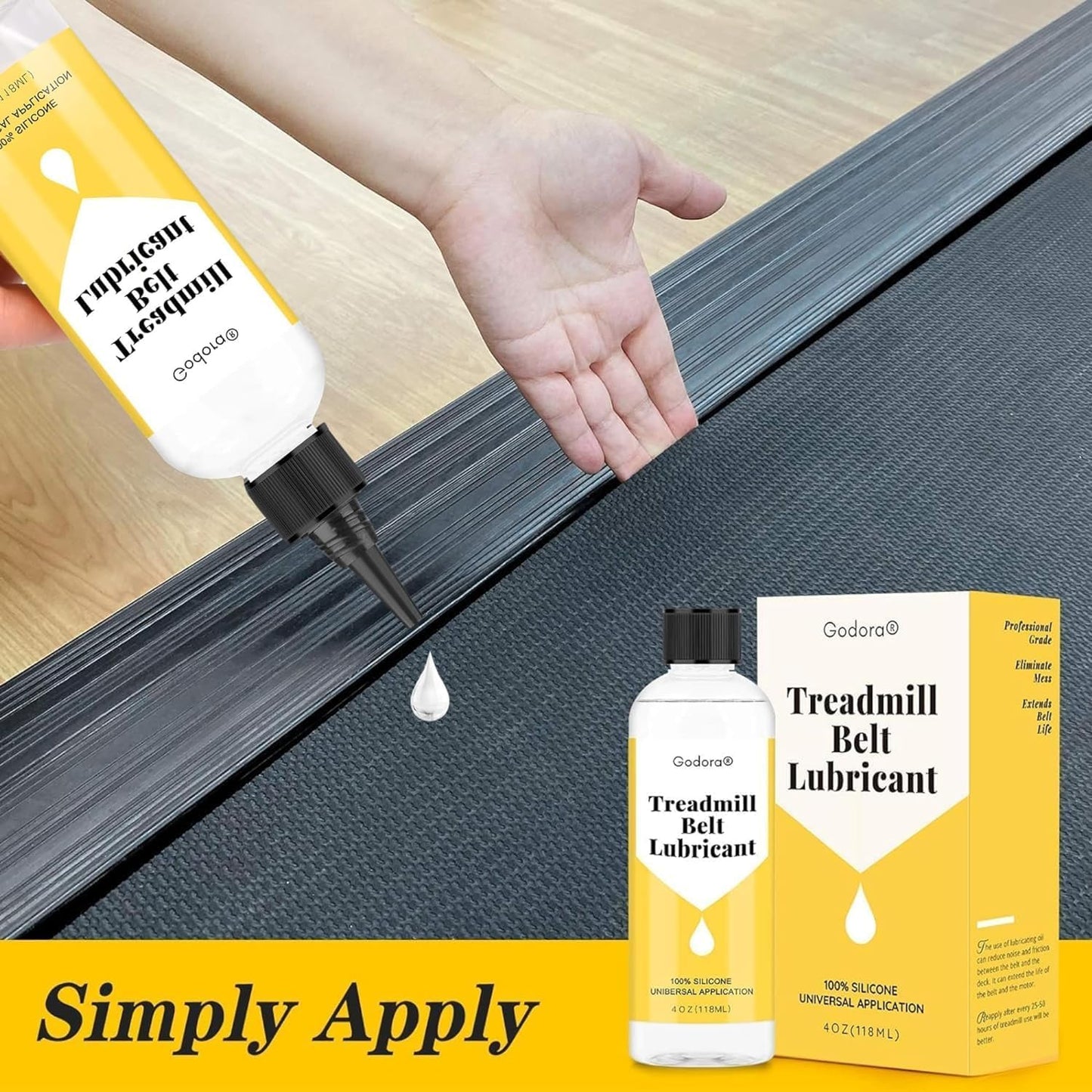 Silicone Treadmill Lubricant - 100% Premium 4 Ounce Oil for Easy Application | Compatible with All Treadmill Types