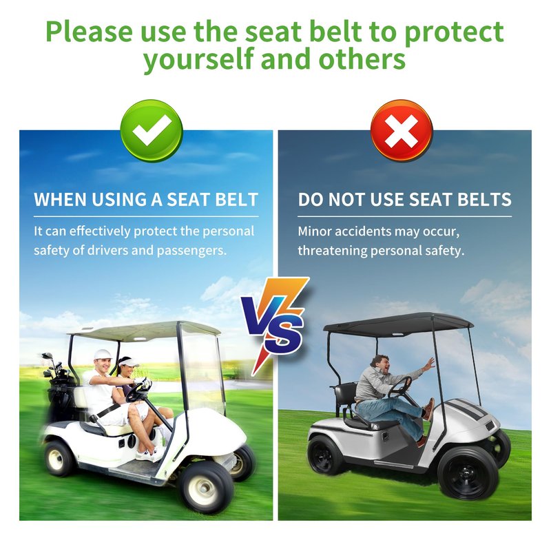 10L0L 2PCS Universal Golf Cart Seat Belt Kit for EZGO, Yamaha, Club Car, Fits Front Rear Seat (Not Include Bracket)