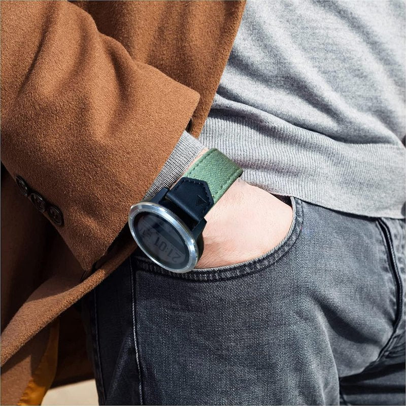 GARTOO Band for Garmin Vivoactive 5 Watch Bands, Garmin Venu/Sq/Sq 2/Forerunner 245/645 Music Band, Soft Denim Canvas with Genuine Leather Sweatproof Wrist Strap for Garmin Vivoactive 3 Men Women