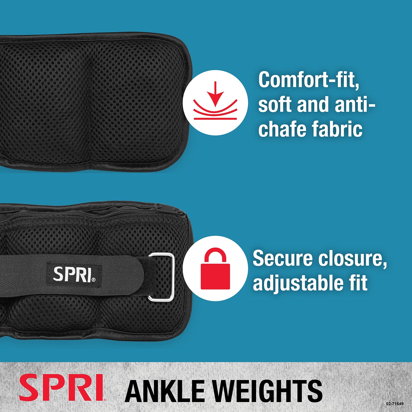 SPRI Adjustable Ankle Weights - Walking Weights for Strength Training Exercises, Resistance Endurance Workouts, General Fitness - For Strengthening & Toning Lower Body - 10lb Set (5lb Each)