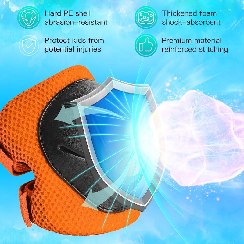 Kids Protective Gear Set - Knee Pads, Elbow Pads & Wrist Guards | 3-14 Years, Ideal for Skating & Cycling