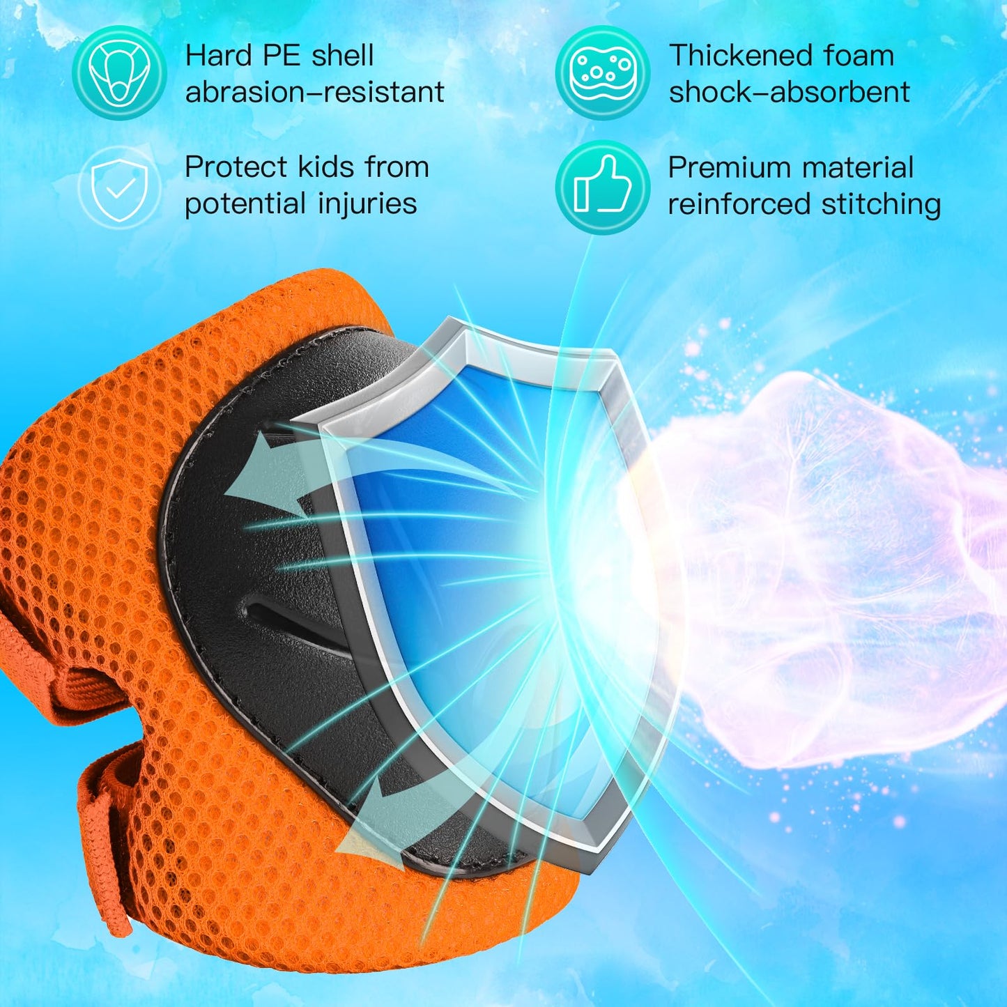 Wemfg Kids Protective Gear Set Knee Pads for Kids 3-8 Years Toddler Knee and Elbow Pads with Wrist Guards 3 in 1 for Skating Cycling Bike Rollerblading Scooter