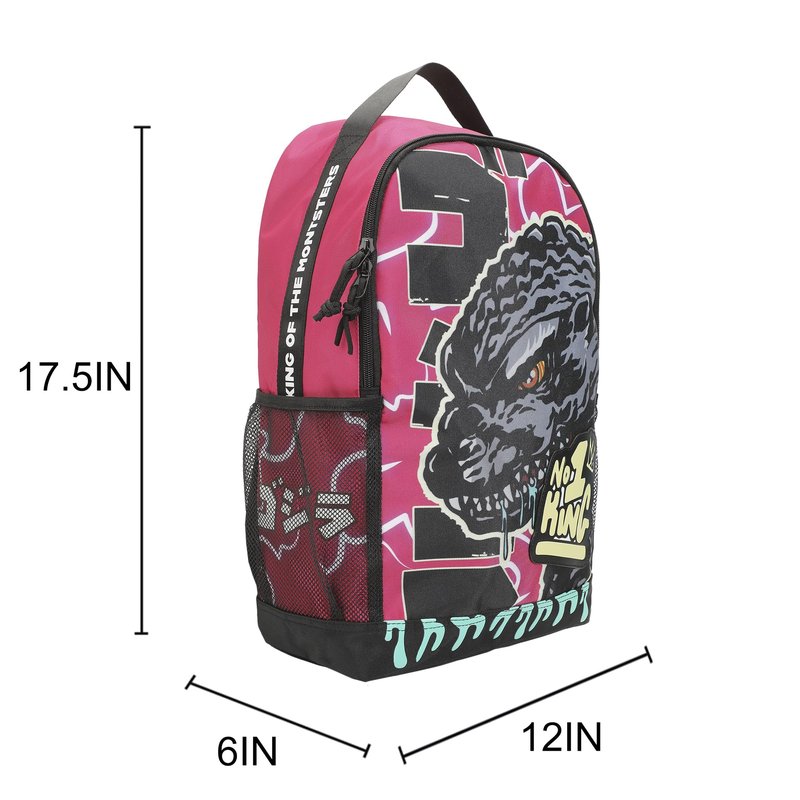 Godzilla Large Graphic 17.5" Pink Backpack