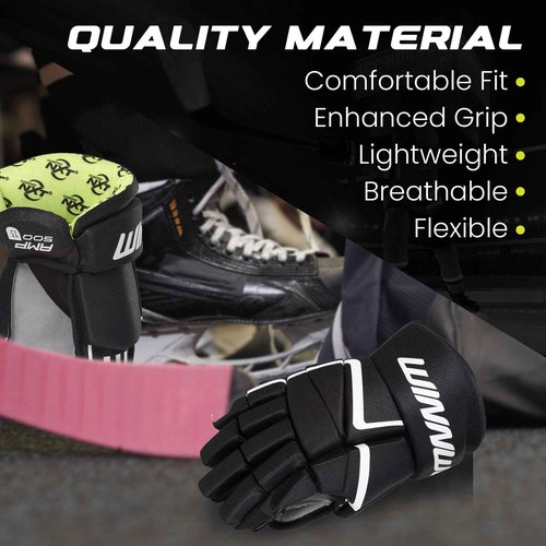 Winnwell AMP500 Ice Hockey Gloves - Indoor & Outdoor Protective Goalie Equipment for Youth, Junior & Senior Hockey Players