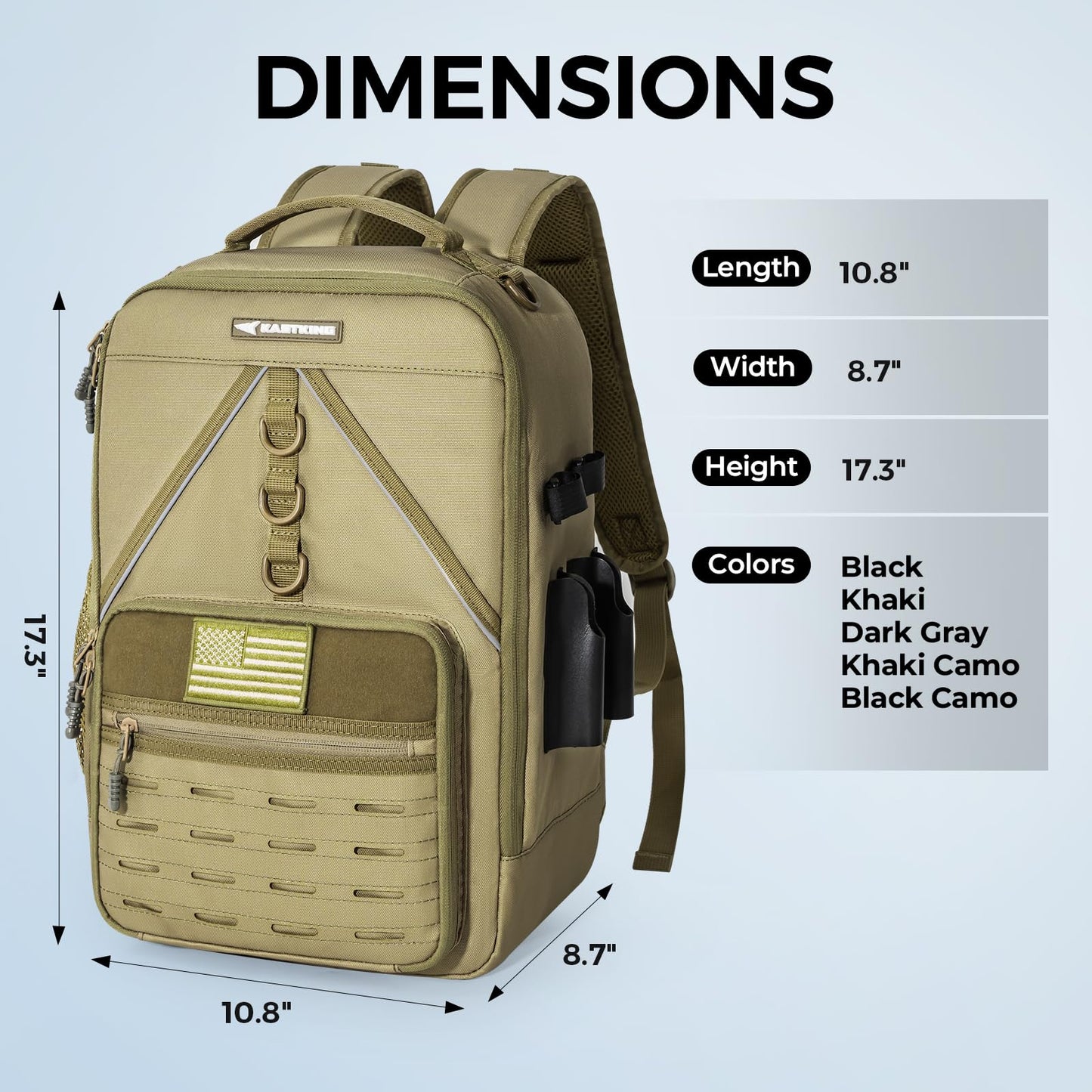 KastKing KarryAll KastMate Fishing Tackle Backpack,Water-Resistant Tackle Bag With 2 Rod Holders,Fishing Gear and Equipment With Large Gear Storage,Khaki