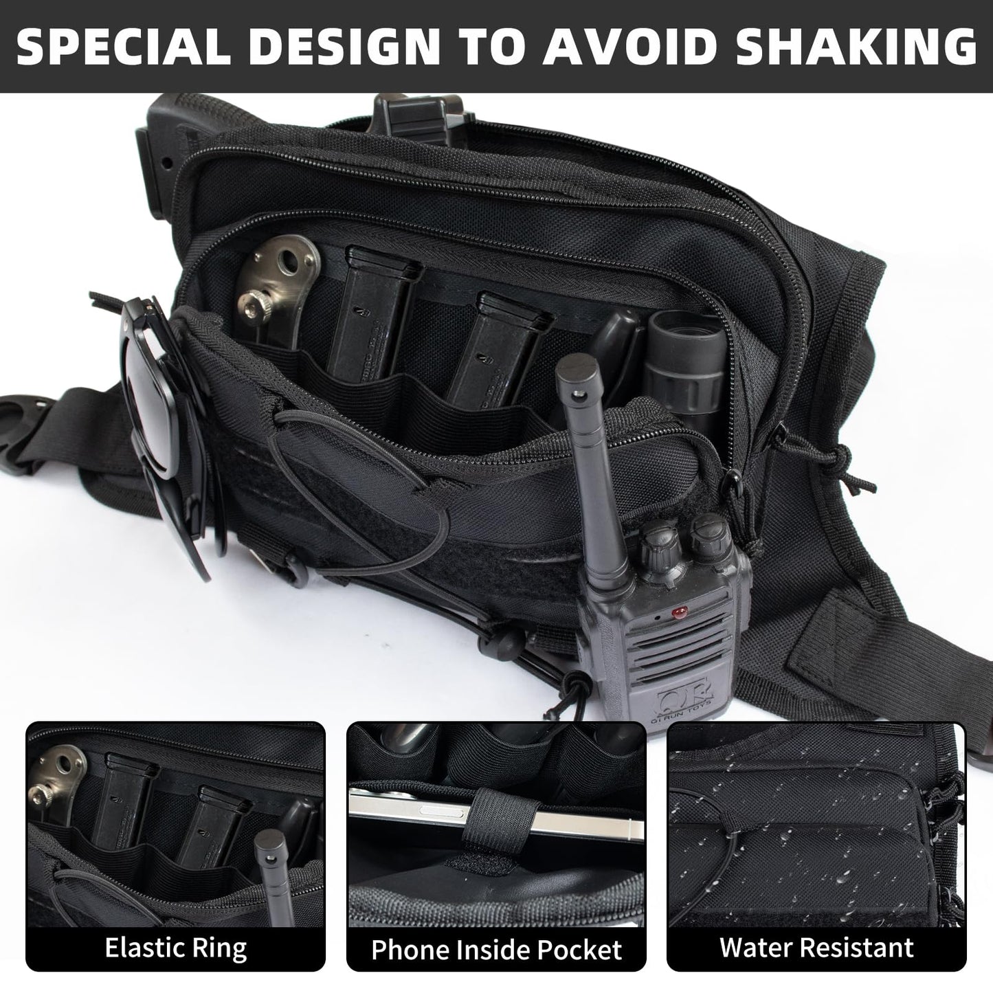 Outdoor Sports Chest Bag for Men with Phone Holder, Breathable Running Chest Pack Fits Most Pistols,EDC Travel Running Vest Pouch, Tactical Chest Bag for Hiking, Workout, Cycling and Walking Dog Women