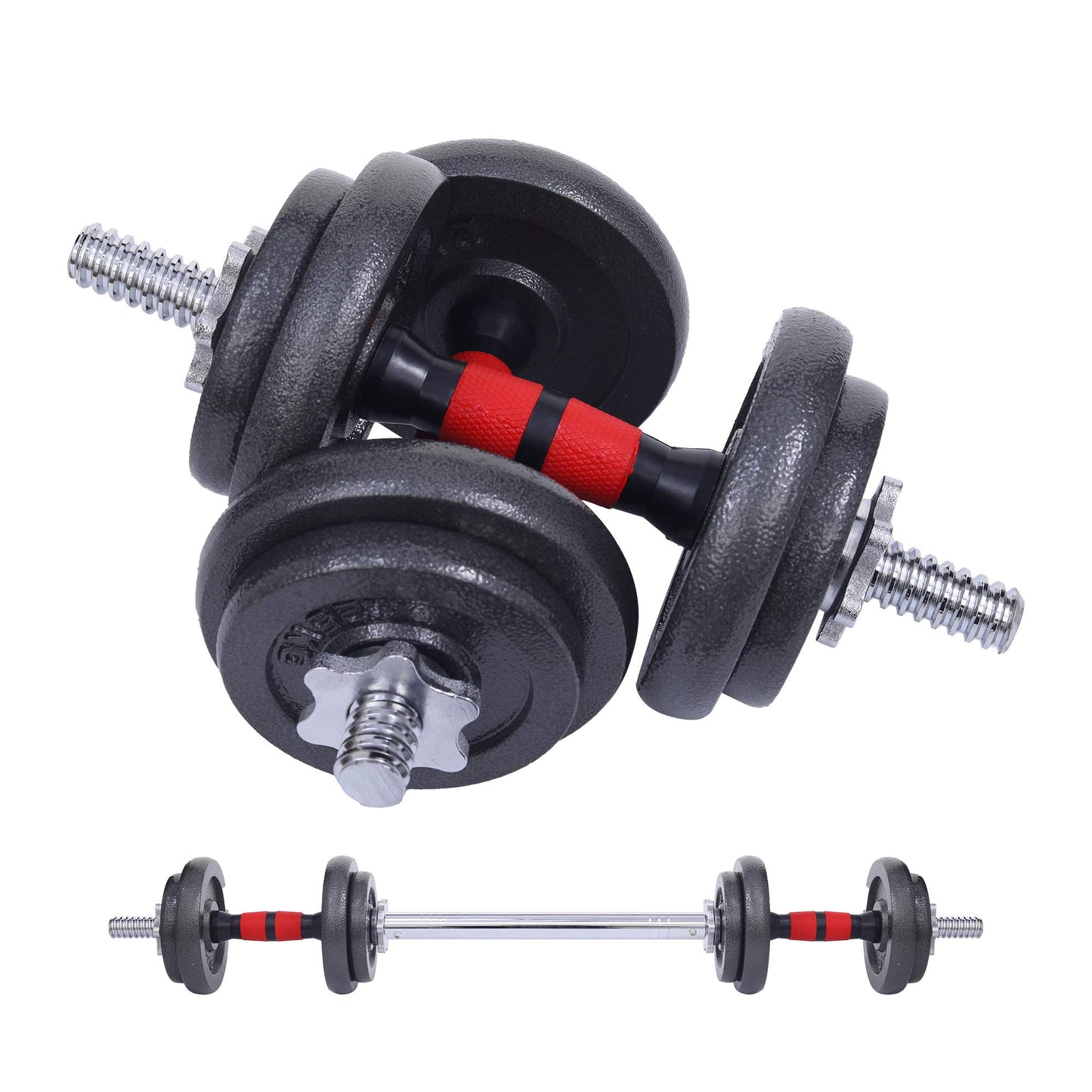 Nice C Adjustable Dumbbells, Barbell Weight Set, Dumbbell Set, Weights Adjustable 22/33/44/66/105 Lbs Home Gym 2 in 1, Anti-Slip Handle, All-Purpose, Office, Fitness