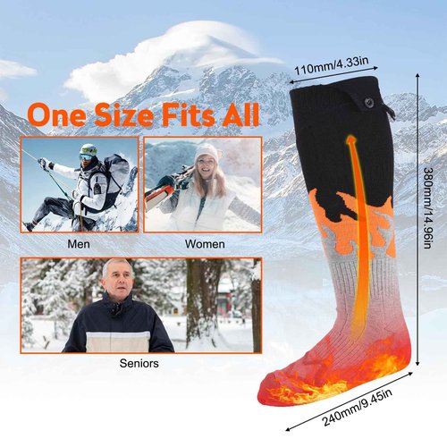 5000mAh Heated Socks for Men Women-360° Fast Heating Electric Socks-4 Heat Settings 131°F-167°F Battery Heated Socks-Machine Washable Electric Heated Socks Rechargeable for Hunting Skiing Camping