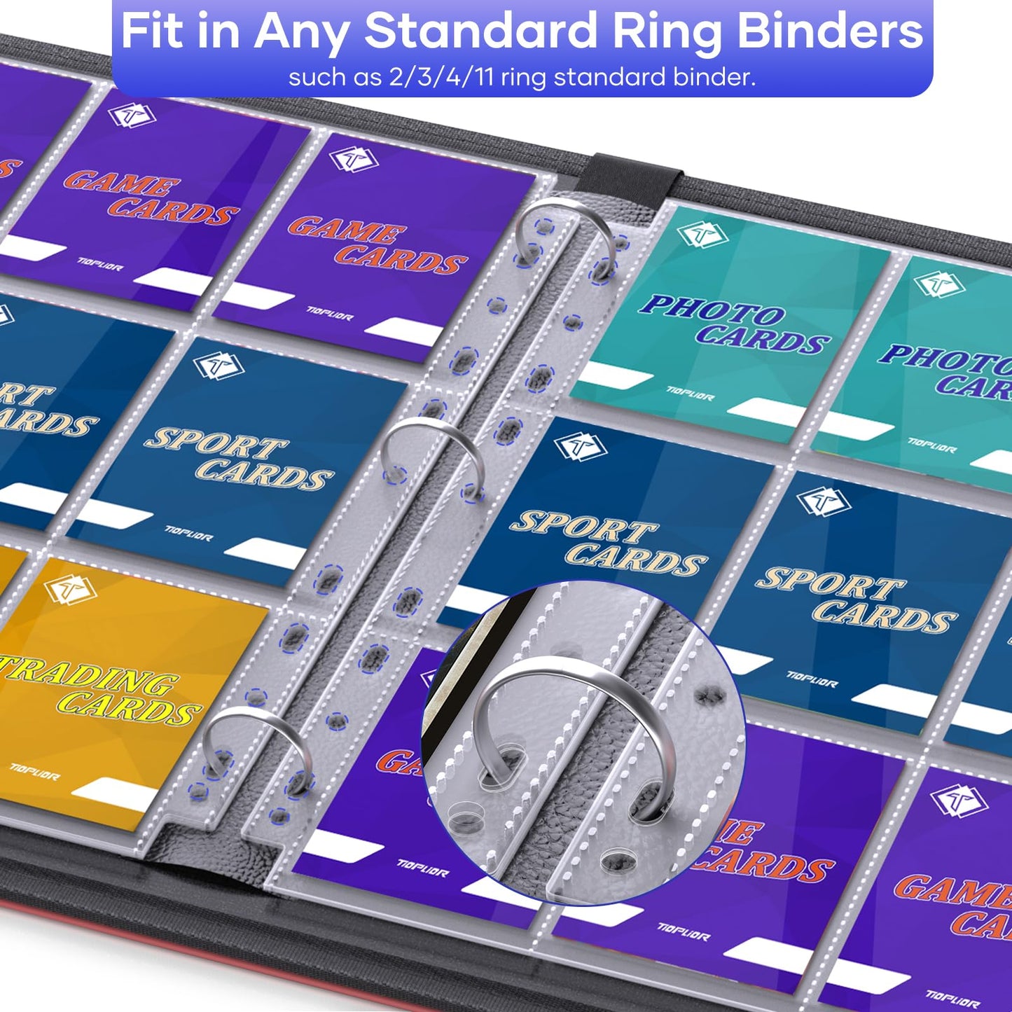40 Pack 9 Pocket Page Protectors,720 Pockets Double Sided Card Holder Pages for a 3 Ring Binder, Card Protector Sheets Baseball Card Binder,Fit for MTG, TCG, Baseball Standard Cards