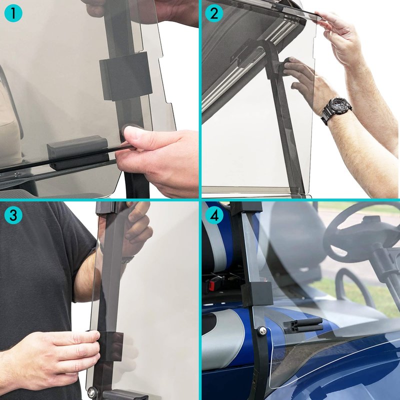 10L0L Golf Cart Windshield Mounting Kit for Club Car DS & Precedent - Includes Windshield Sash & Bottom Clips (12.6"), Retaining Clips for 1" x 1" Tube - OEM#101444101, 102005801