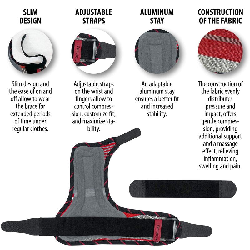 ORTONYX Pinky Finger Splint Wrist Immobilizer Brace - Boxer Fracture for 4th & 5th Finger, Ulnar Gutter Support, Metacarpal Tunnel Syndrome, Breathable & Adjustable for Left or Right Hand / KB434 Gray