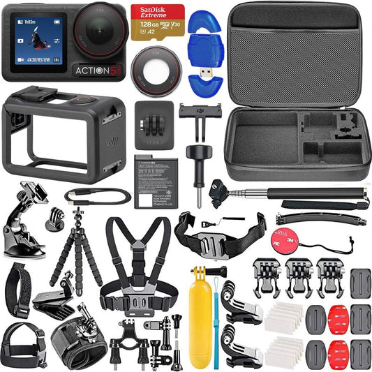 DJI Osmo Action 5 Pro - 4K Waterproof Action Camera with 40MP, Stabilization & 128GB Memory Card | 50-Piece Accessory Kit