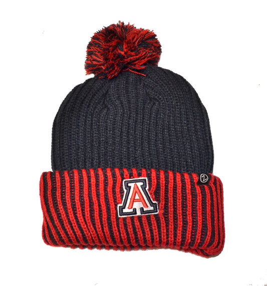 Arizona Wildcats Red Cuff Frigid Beanie Hat with POM POM - NCAA Cuffed Winter Knit Toque Cap