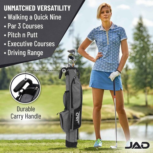 Sunday Golf Bag - Premium Everyday Sunday Golf Bag with Stand for Men, Women and Ladies, Ultra Lightweight, Easy to Carry Pitch n Putt Carry Bag (Grey)