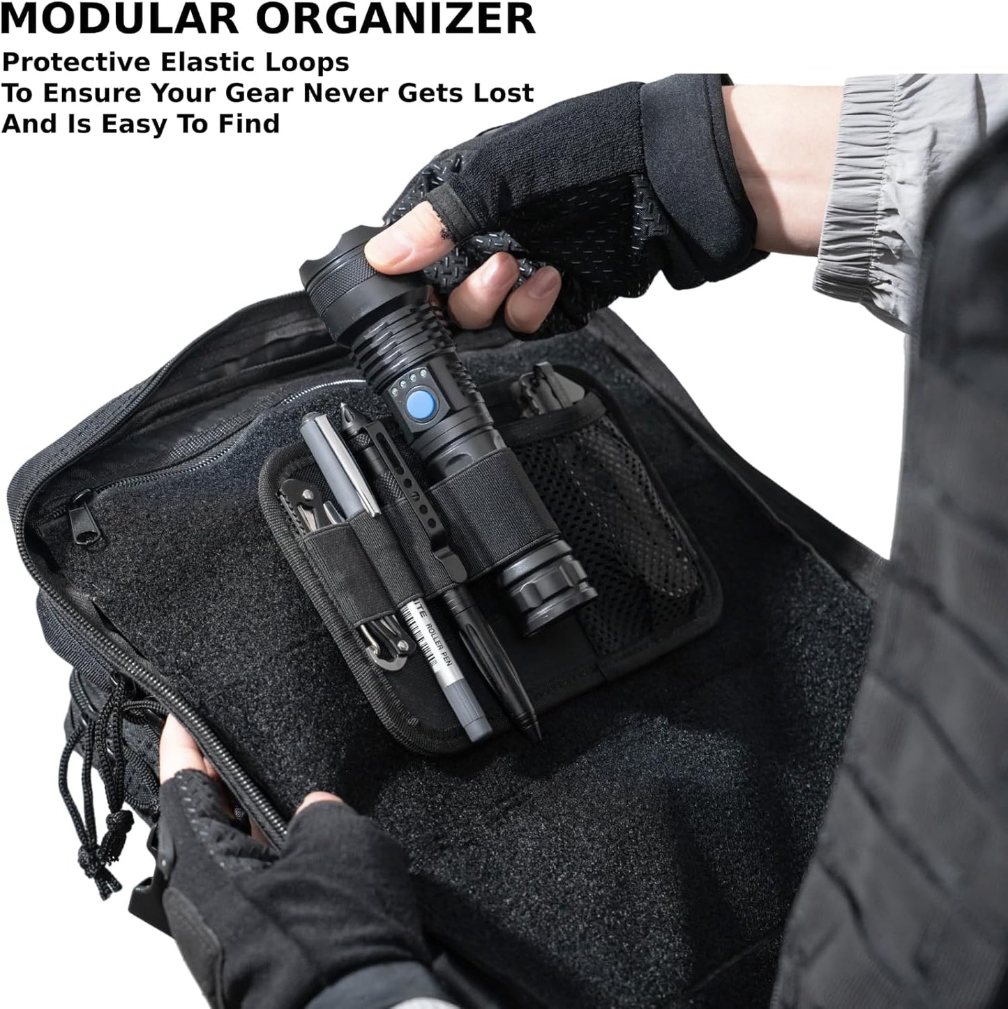 Tactical Bag Insert Panel Organizer - Modular Backpack Insert with Hook Fasteners | Small Admin Pouch for Travel