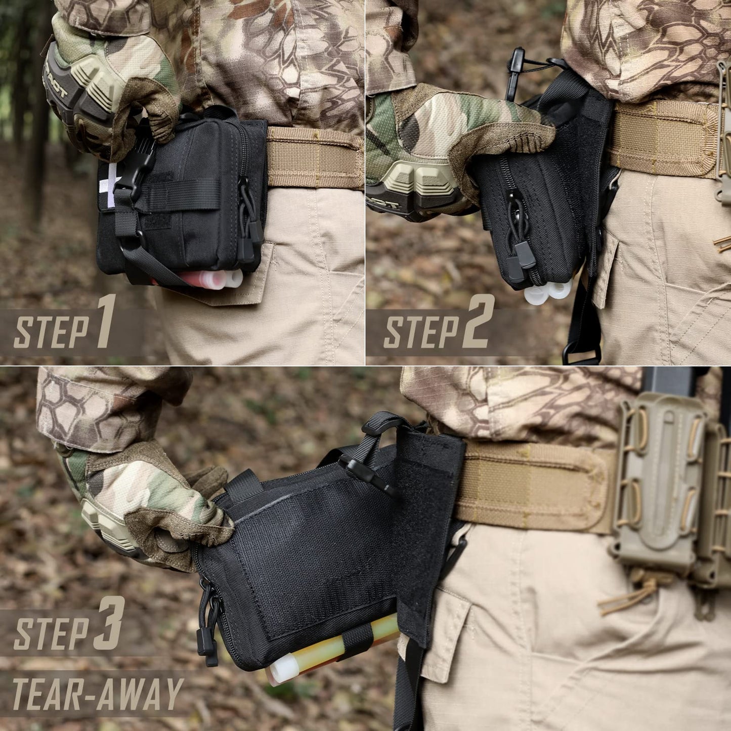 LIVANS Tactical IFAK Pouch, Rip Away Molle First Aid Bag Tear-Away Medical Pouch Emergency EMT Bag for Travel Outdoor Hiking(Pouch Only, First Aid Kits NOT Included)