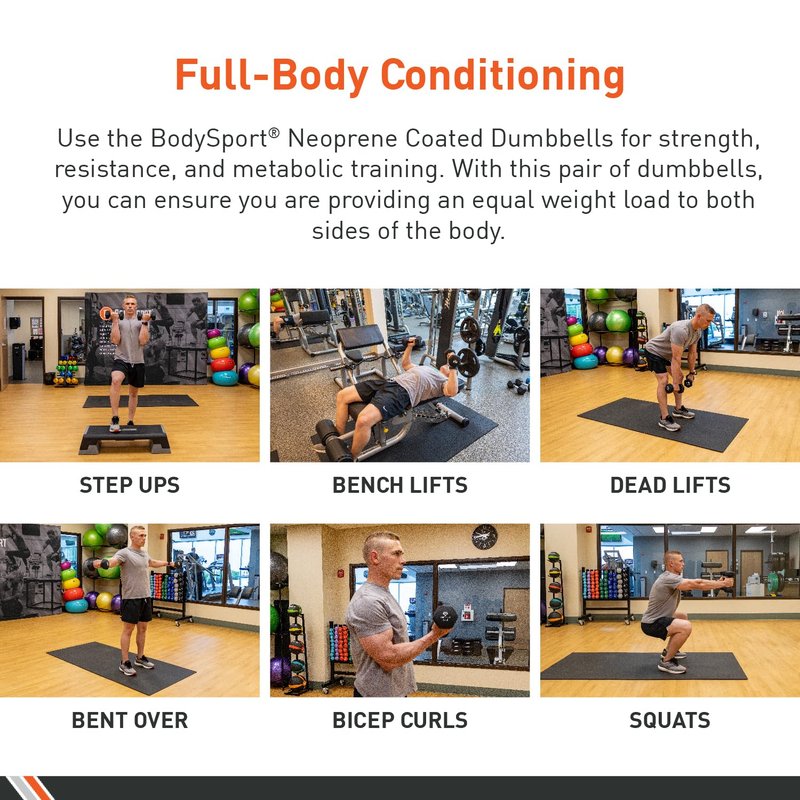 Body Sport Neoprene Dumbbell Weight, Black, 1 lb. – Strength & Weight Training Equipment