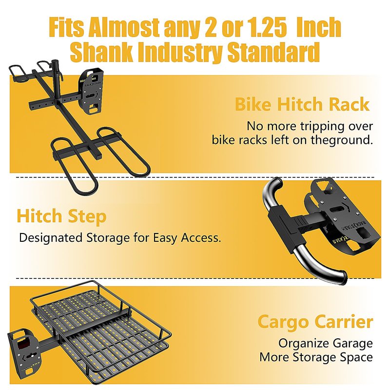 Hitch Wall Mount Bike Rack,Trailer Hitch Wall Mount Receiver Adjustable 1.25" to 2" for Garage Organization,Heavy Duty Hitch Wall Mount Storage Rack Hold 90lbs,Wall Mounted Hitch for Bike Rack/Cargo Carrier