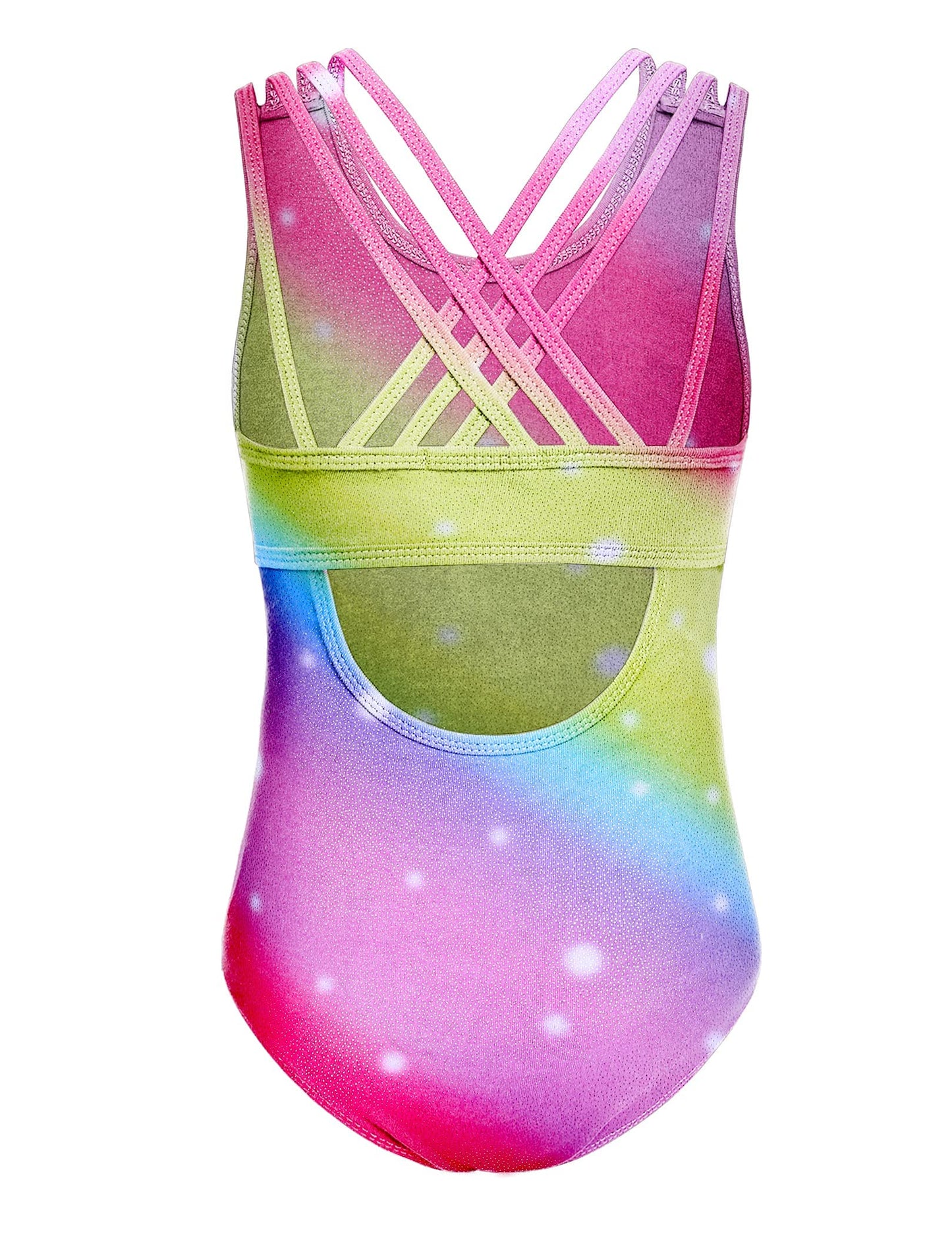 Arshiner Girls Gymnastics Leotard Criss Cross Straps Back Sparkly Ballet Outfits Rainbow 10 3-4T1 Years