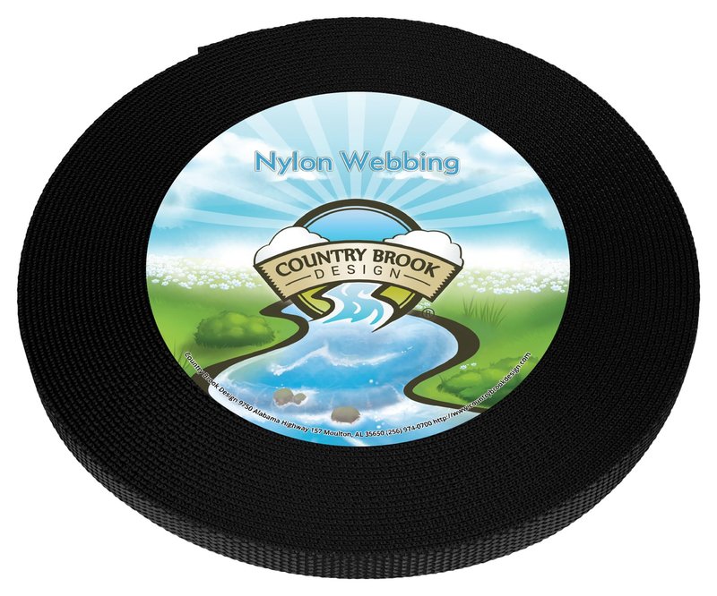 Country Brook Design - 3/8 Inch Heavy Duty 100% Real Nylon Webbing - 25+ Vibrant Colors (Black, 10 Yards)