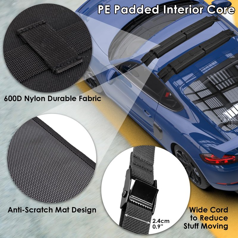 Socpuro Soft Roof Rack Pads for Kayak Surfboard SUP Canoe, Universal Car Roof Rack System with Tie Down Straps