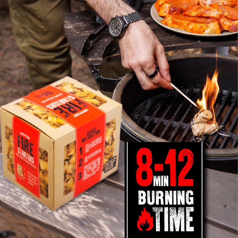 DIMTORI 100 pcs Fire Starter - Natural Fire Starters for Campfires, Fire Pit, Pizza Oven, Fireplace, Smoker, BBQ, Pellet Stove & Wood - Fire Starters for Grill, Charcoal Starter