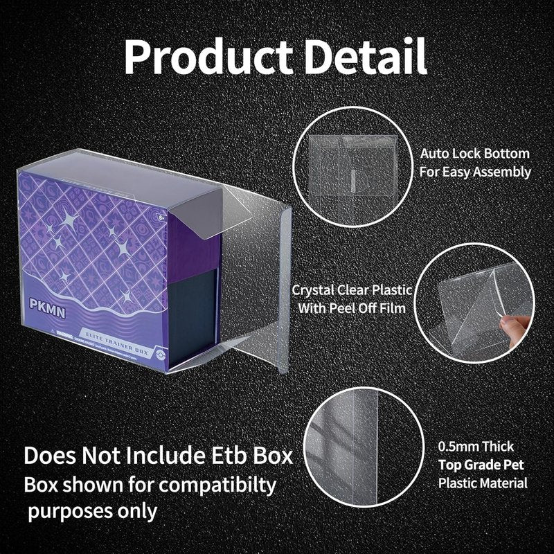 Elite Trainer Box Protector Case - Durable PET 0.5MM ETB Cover for Pokémon Cards | Fits 12 Boxes