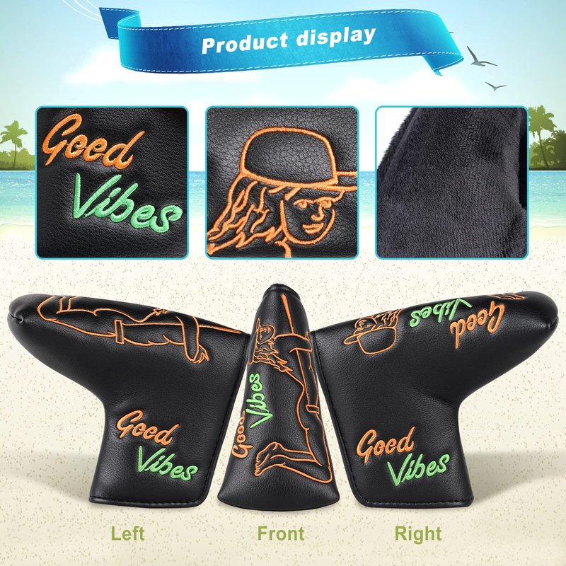 Craftsman Golf Beauty Hold the Club Black Blade Putter Headcover Magnetic Closure Good Vibes