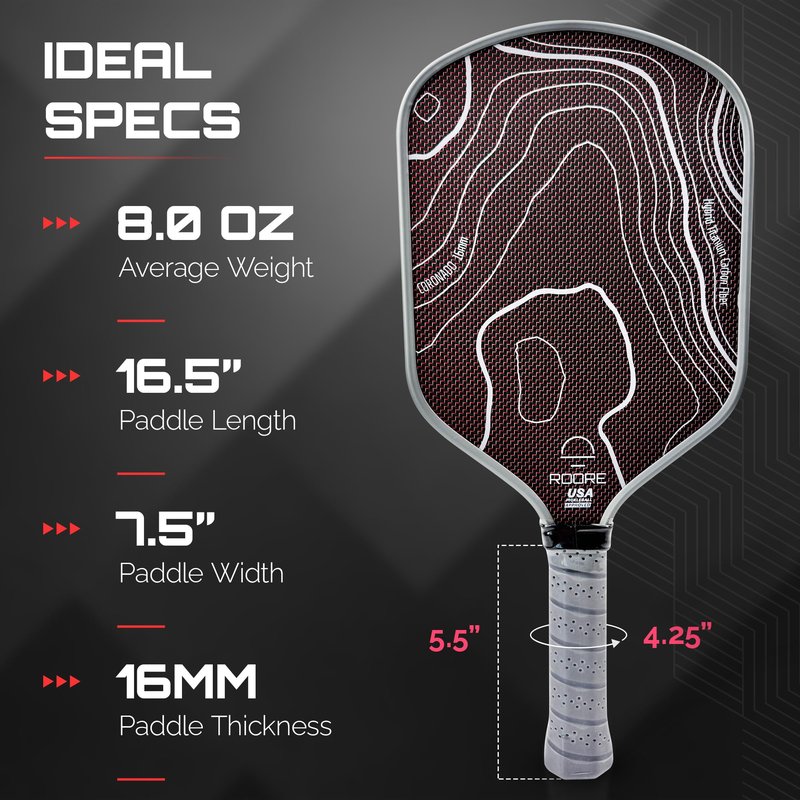 Roore Gen 4 4.5 100% Foam Core Pickleball Paddles T700 Carbon Fiber Pickleball Paddle 16mm Thermoformed Pickleball Racket and Pickleball Rackets Pickle Ball Paddle (Gen 2 Hybrid Titanium)