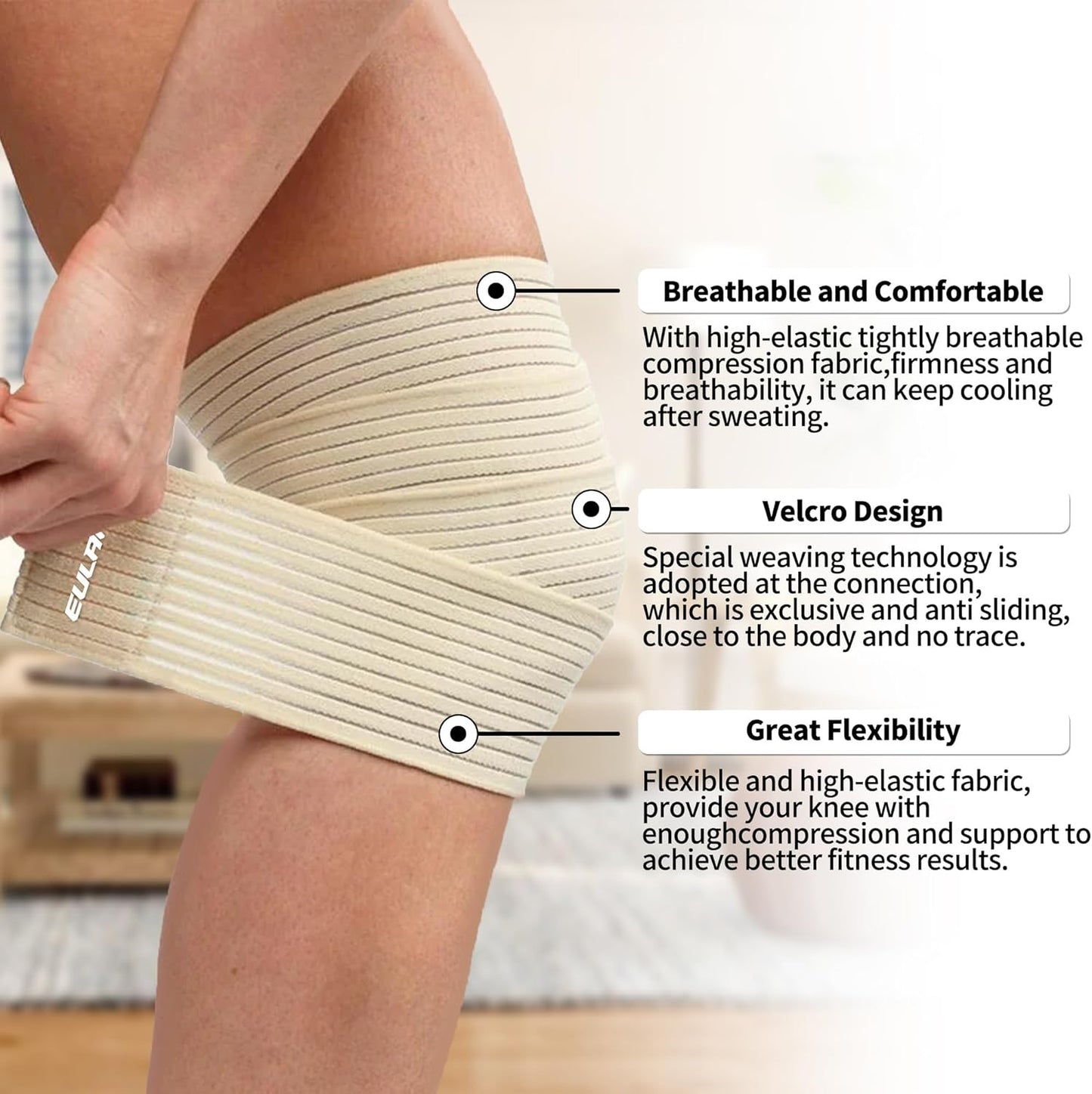Elastic Wrist and Leg Support Brace - Adjustable Compression Wraps for Carpal Tunnel, Arthritis, and Fitness | 1 Pair